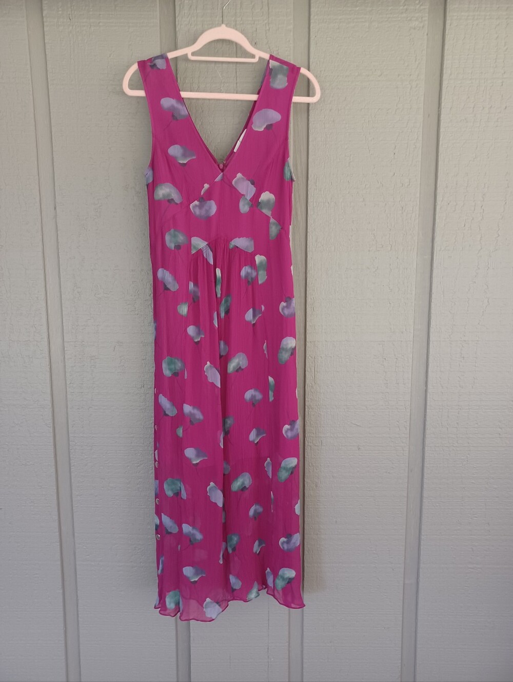 Coach Stylized Floral Silk Long Dress Size 00 Women Sleeveless V Neck Feminine